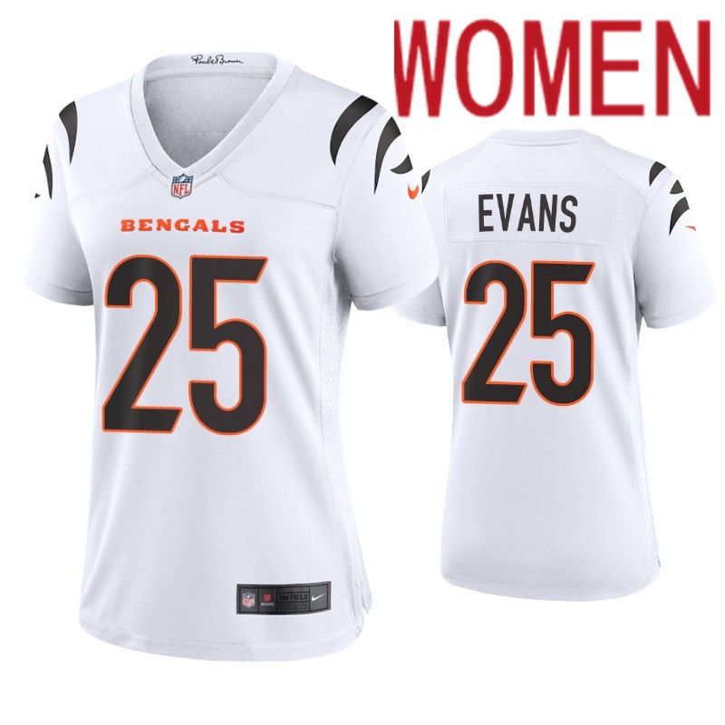 Women Cincinnati Bengals #25 Chris Evans Nike White Game NFL Jersey->women nfl jersey->Women Jersey